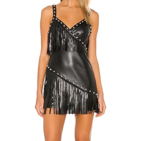 New Revolve NBD Byrd Mini Dress Black Fringe XXS - Picture 1 of 10